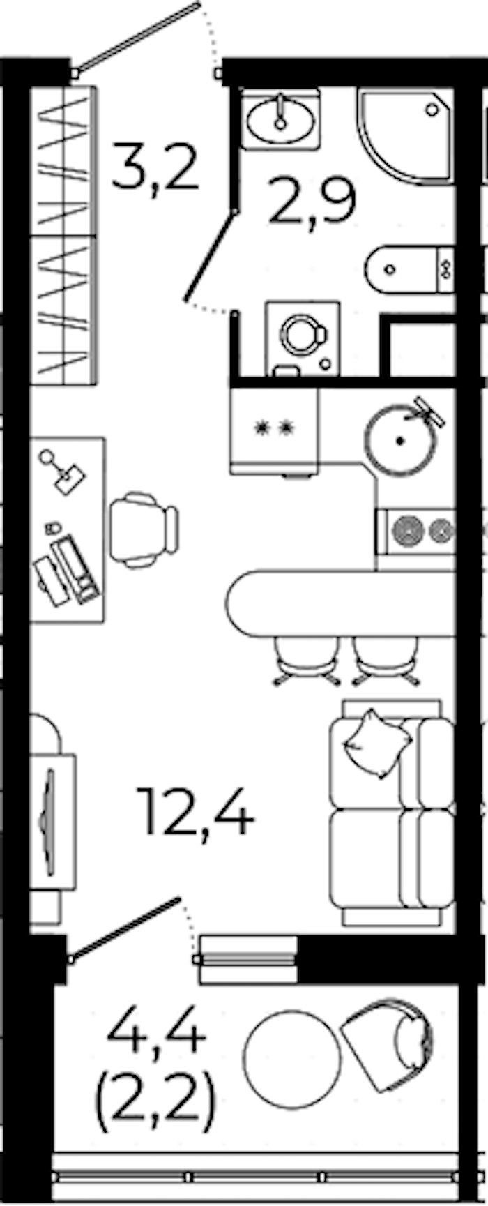 Квартира студия 20.7 м², 7/12 эт., ЖК «А101 Всеволожск»